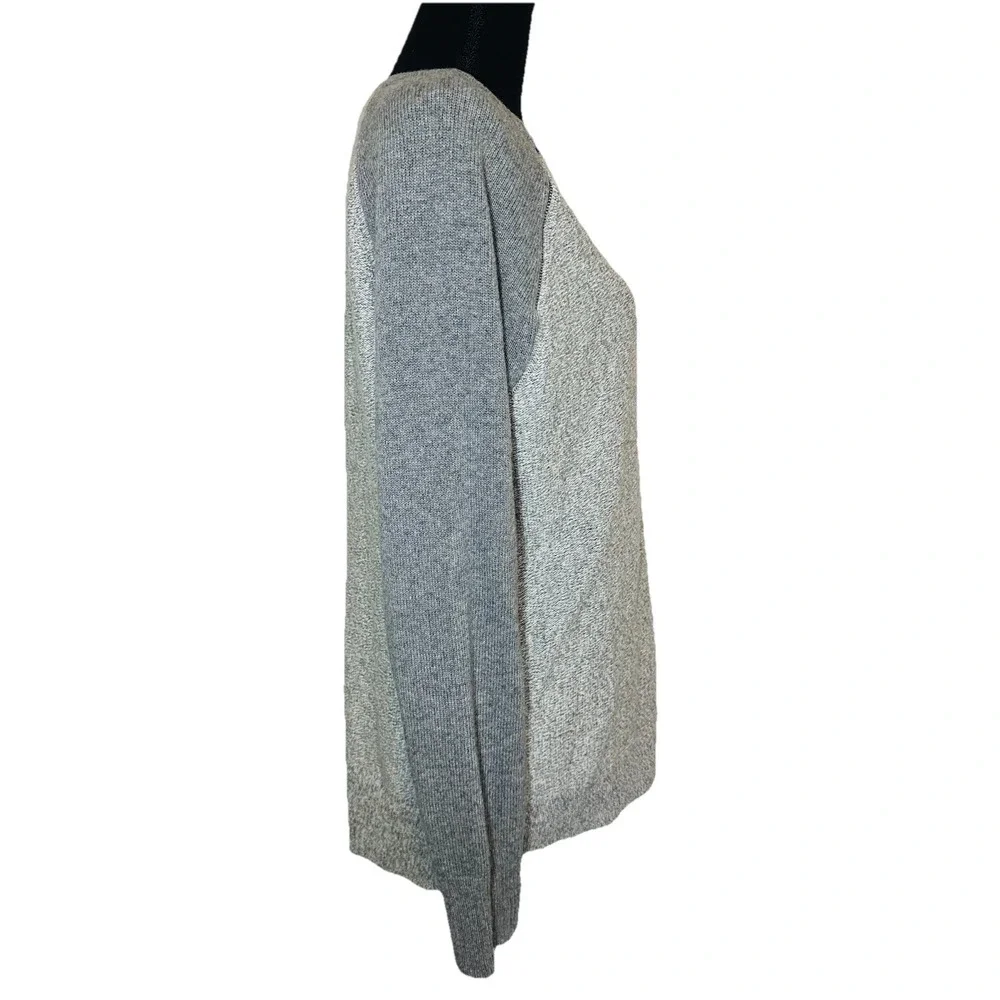 Banana Republic Women's Merino Wool Blend Gray Zipper Raglan Sweater‎ LARGE